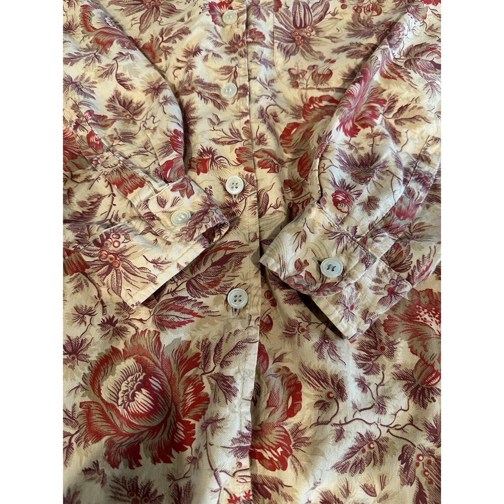 Liz Sport Large 100% Cotton Button Front Floral Toile Shirt Cottagecore 90s Y2K - Picture 9 of 9